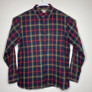 Carbon 2 Cobalt Mens Size L Long Sleeve Button Up Red Green Plaid Shirt Flannel